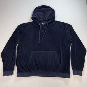 Russell Park Velour Hoodie Men's 2XL‎ Dark Navy Stretch Pocket Drawstring Lounge